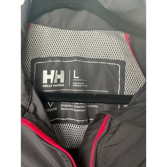 Helly Hansen Women L Packable Windbreaker In Black Red Full Zip Lightweight A2 - Picture 3 of 7